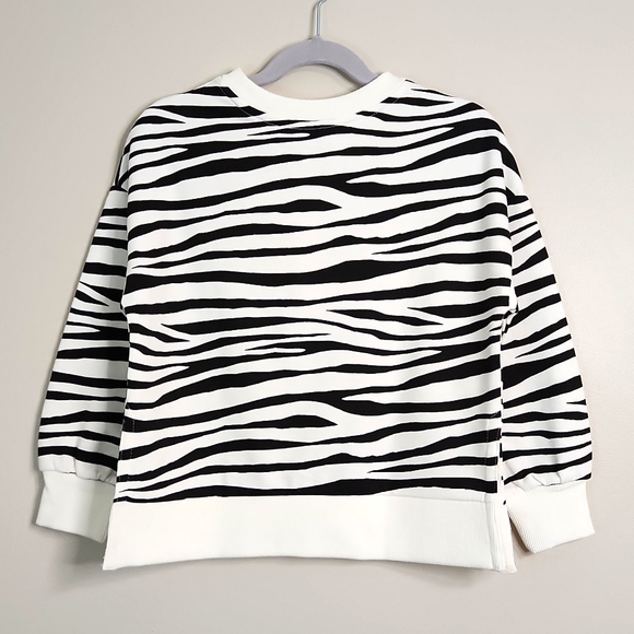 Mango Girls Black & White Zebra Print Sweatshirt, Size 5/6 ~ NWT - Picture 2 of 9